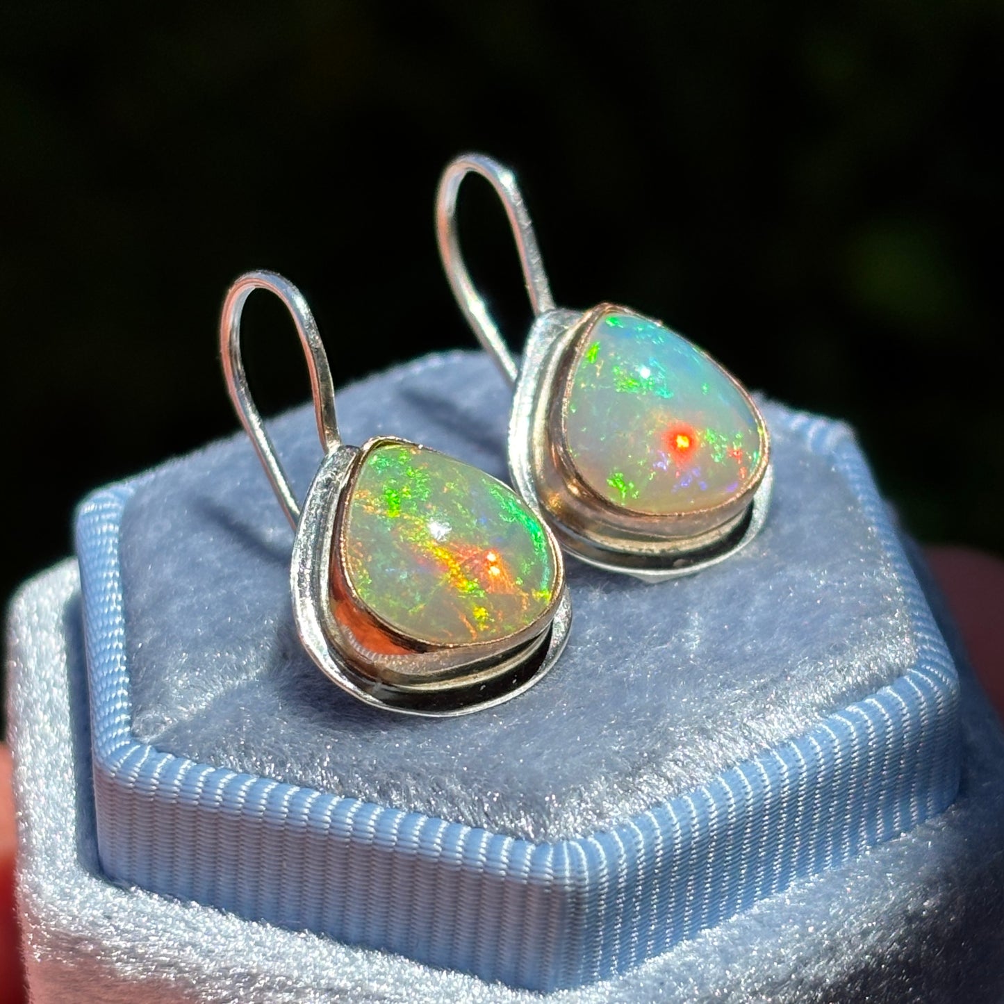 ETHIOPIAN OPAL 14K GOLD FILL & STERLING DROP EARRINGS