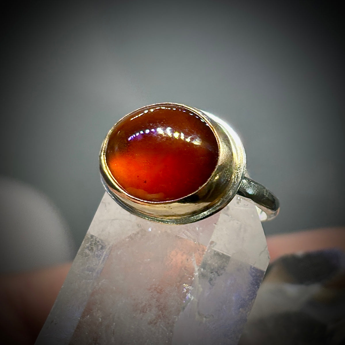 HESSONITE GARNET 14K GOLD FILL & STERLING RING
