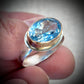 SWISS BLUE TOPAZ 14K GOLD FILL & STERLING SILVER RING