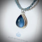 TEAL FLUORITE STERLING PENDANT ON AQUAMARINE NECKLACE