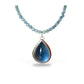 TEAL FLUORITE STERLING PENDANT ON AQUAMARINE NECKLACE