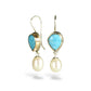 NACOZARI TURQUOISE & FRESHWATER PEARL 14K GOLD FILL & STERLING SILVER DROP EARRINGS