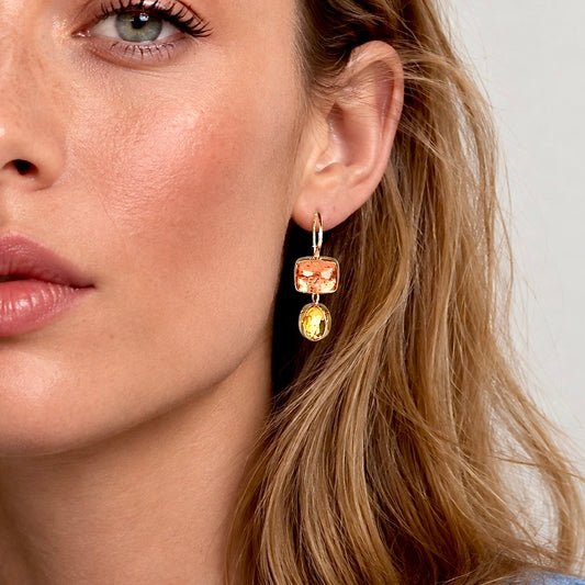 IMPERIAL TOPAZ & CITRINE GOLD FILL EARRINGS