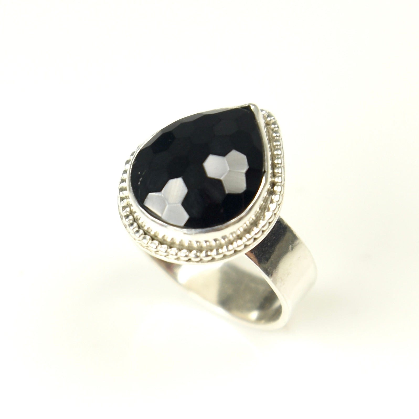 Agapé Artisan Jewelry BLACK ONYX TEARDROP STERLING RING 14k gold filled