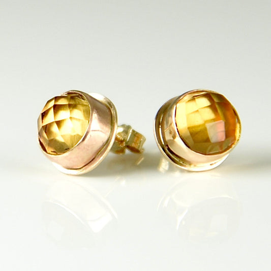 Agapé Artisan Jewelry CITRINE 14K GOLD FILL STUD EARRINGS 14k gold filled