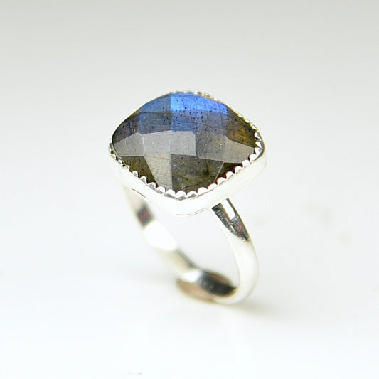 Agapé Artisan Jewelry CUSHION LABRADORITE STERLING RING 14k gold filled