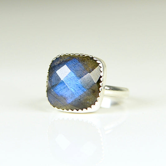 Agapé Artisan Jewelry CUSHION LABRADORITE STERLING RING 14k gold filled