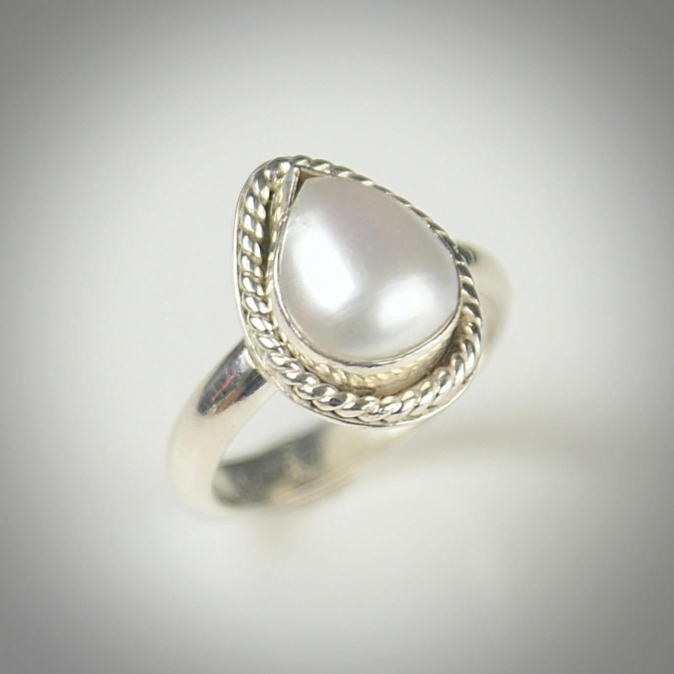 Agapé Artisan Jewelry FRESHWATER PEARL TEARDROP STERLING RING 14k gold filled