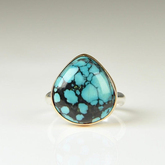 Agapé Artisan Jewelry HUBEI TURQUOISE 14K GOLD FILL & STERLING RING 14k gold filled