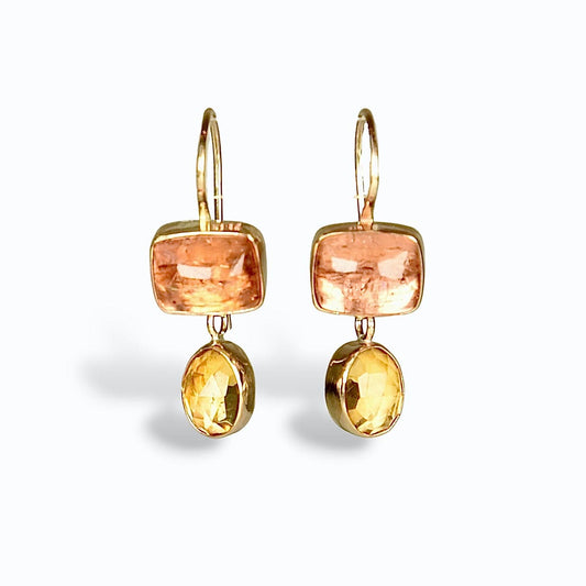 Agapé Artisan Jewelry IMPERIAL TOPAZ & CITRINE GOLD FILL EARRINGS 14k gold filled