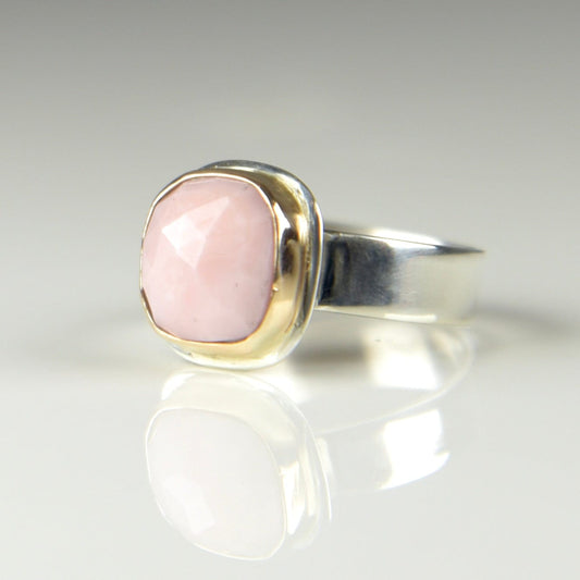 Agapé Artisan Jewelry PINK OPAL CUSHION 14K GOLD FILL STERLING RING 14k gold filled