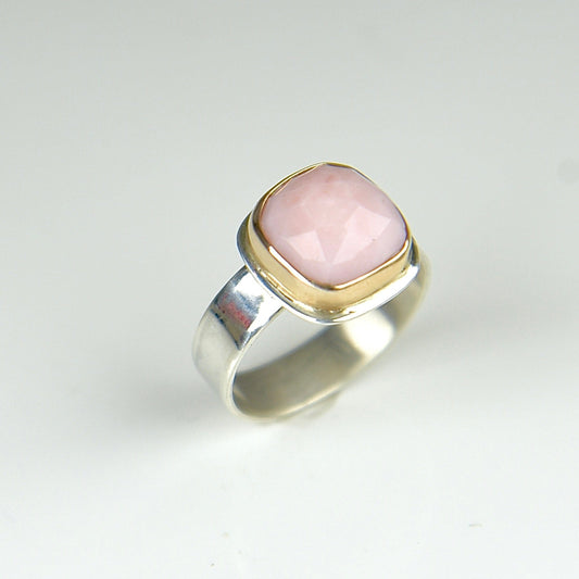 Agapé Artisan Jewelry PINK OPAL CUSHION 14K GOLD FILL STERLING RING 14k gold filled