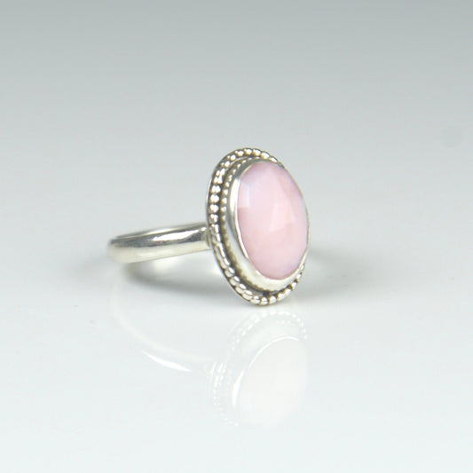 Agapé Artisan Jewelry PINK OPAL OVAL STERLING RING 14k gold filled
