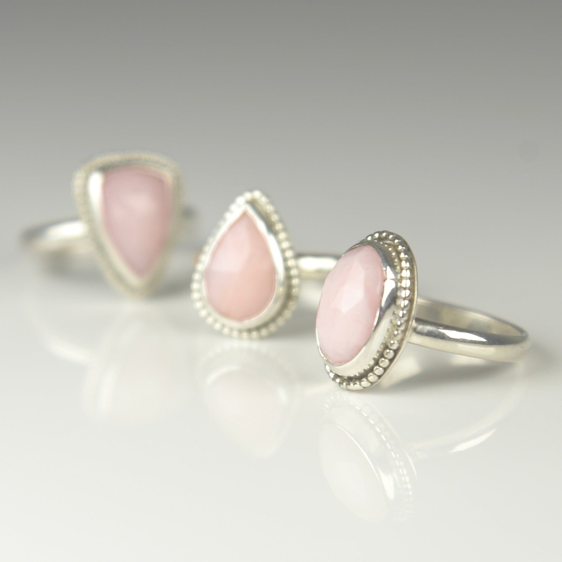 Agapé Artisan Jewelry PINK OPAL OVAL STERLING RING 14k gold filled