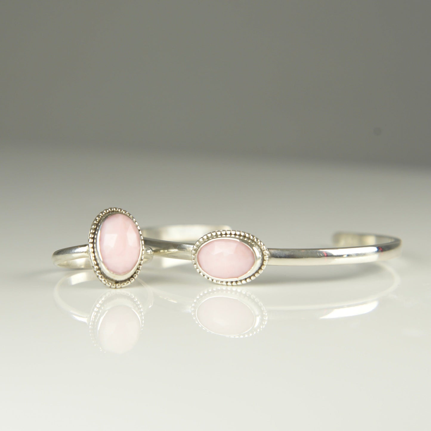 Agapé Artisan Jewelry PINK OPAL OVAL STERLING RING 14k gold filled