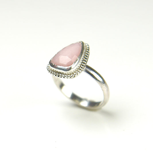 Agapé Artisan Jewelry PINK OPAL SHIELD STERLING RING 14k gold filled