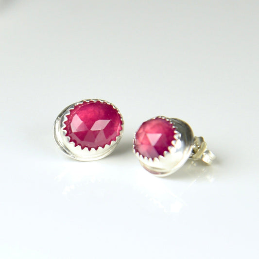 Agapé Artisan Jewelry PINK SAPPHIRE STERLING STUD EARRINGS 14k gold filled