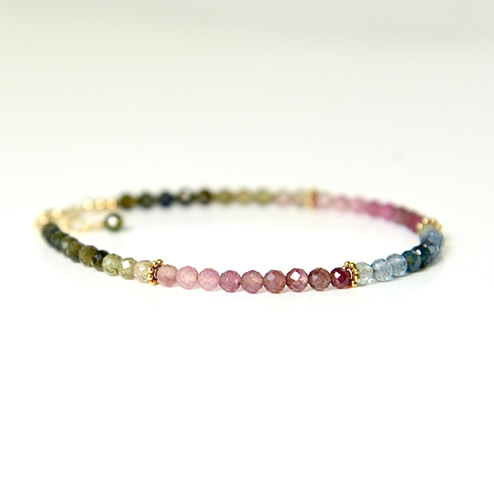 Agape Artisan Jewelry SKINNY OMBRE TOURMALINE BRACELET 14k gold filled