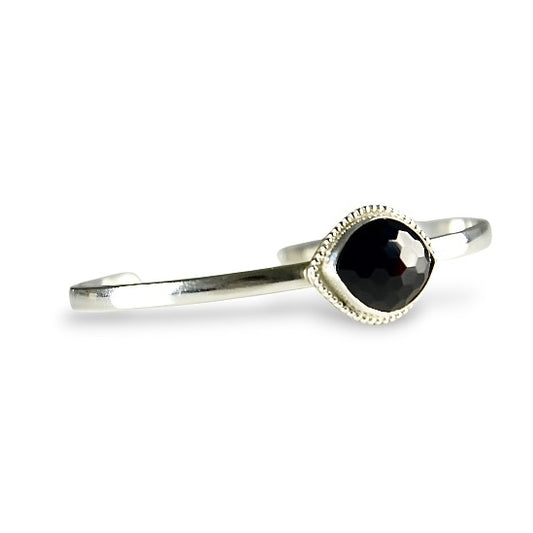BLACK SPINEL STERLING CUFF BRACELET