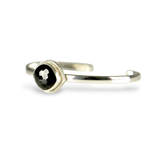 BLACK SPINEL STERLING CUFF BRACELET