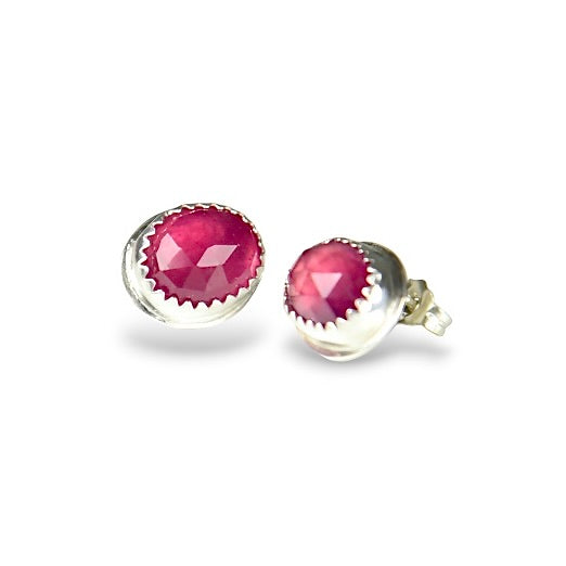 PINK SAPPHIRE STERLING STUD EARRINGS