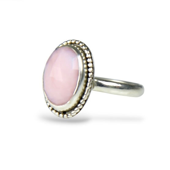 PINK OPAL OVAL STERLING RING