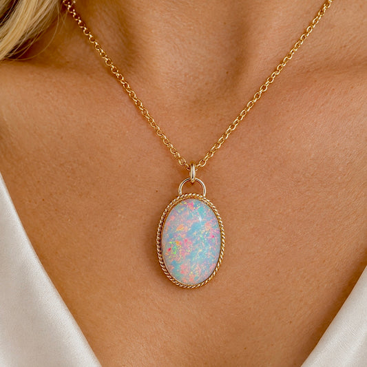 ETHIOPIAN OPAL 14K GOLD FILL PENDANT NECKLACE