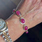 LINKED PINK RUBY 14K GOLD FILL & STERLING SILVER BRACELET