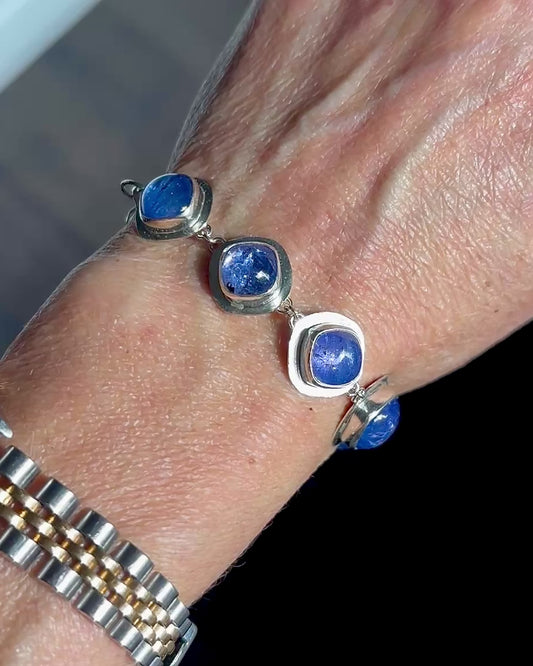 LINKED TANZANITE STERLING SILVER BRACELET