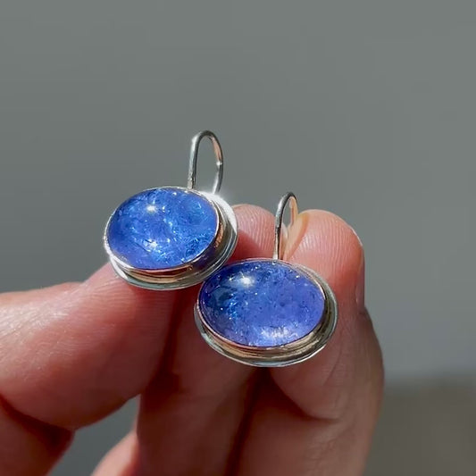 TANZANITE 14K GOLD FILL & STERLING SILVER DROP EARRINGS