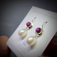PINK SHEEN SAPPHIRE & FRESHWATER PEARL 14K GOLD FILL & STERLING EARRINGS
