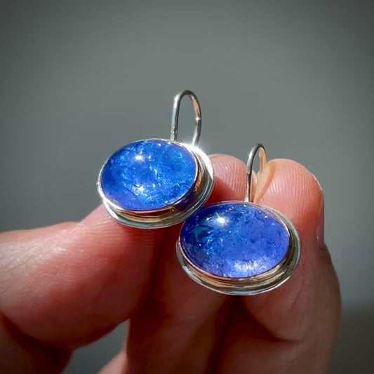 TANZANITE 14K GOLD FILL & STERLING SILVER DROP EARRINGS