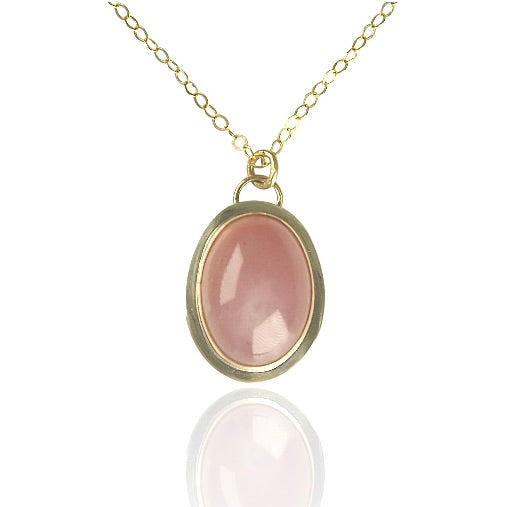 GUAVA QUARTZ 14K GOLD FILL & STERLING PENDANT NECKLACE
