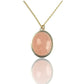 OVAL PEACHY PINK MORGANITE 14K GOLD FILL & STERLING PENDANT NECKLACE