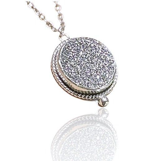 SILVER TITANIUM DRUZY STERLING PENDANT NECKLACE
