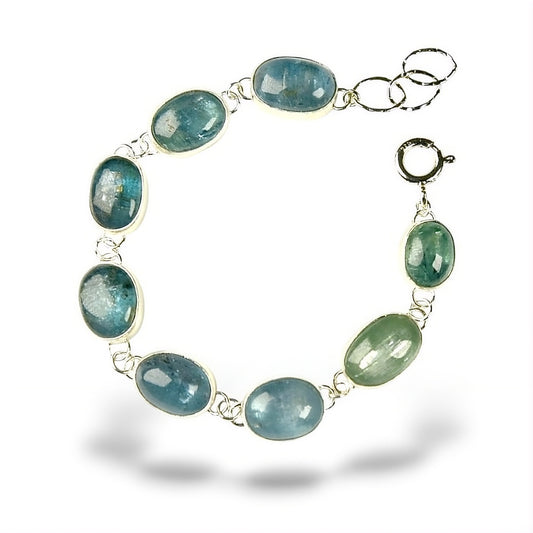 LINKED KYANITE STERLING SILVER BRACELET