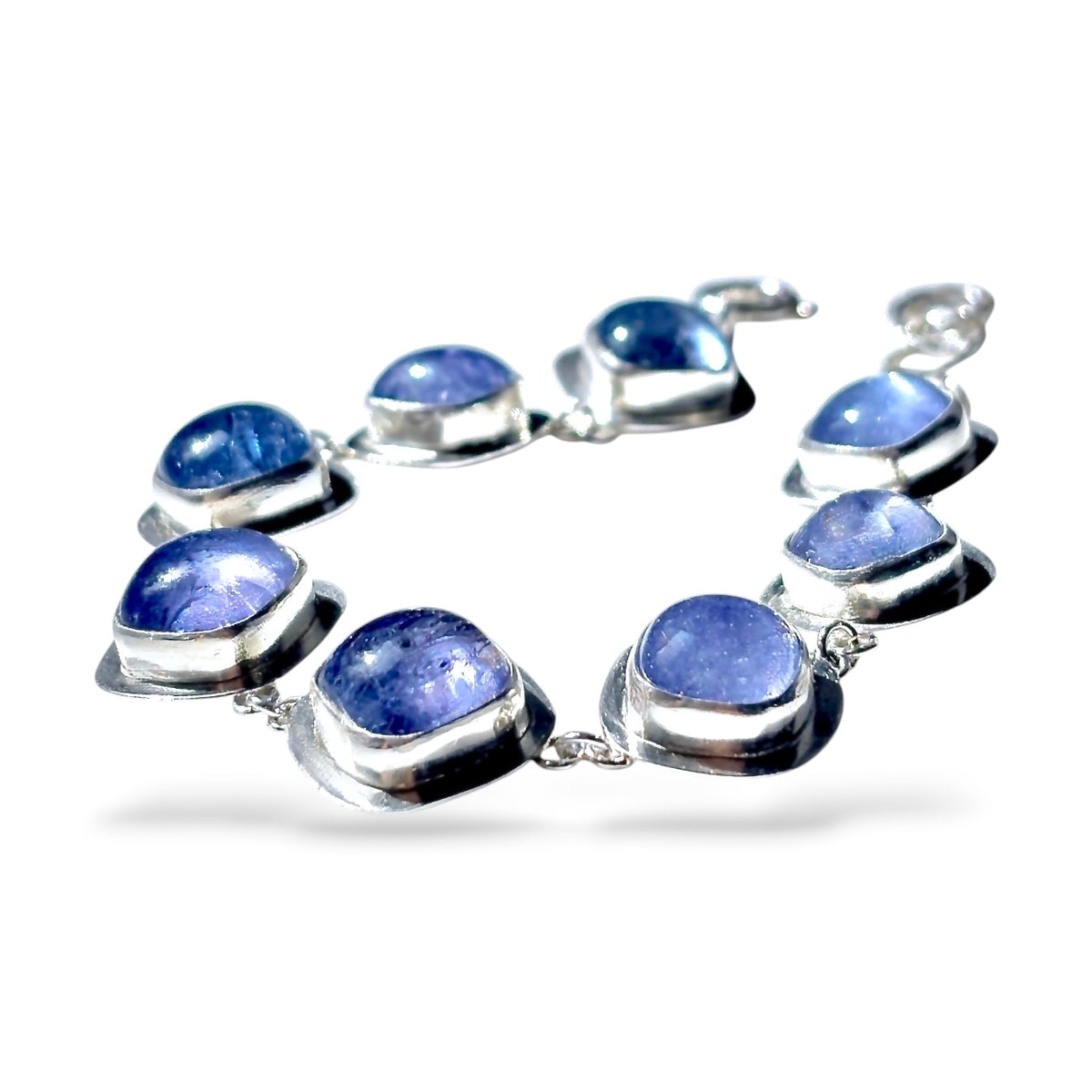 LINKED TANZANITE STERLING SILVER BRACELET
