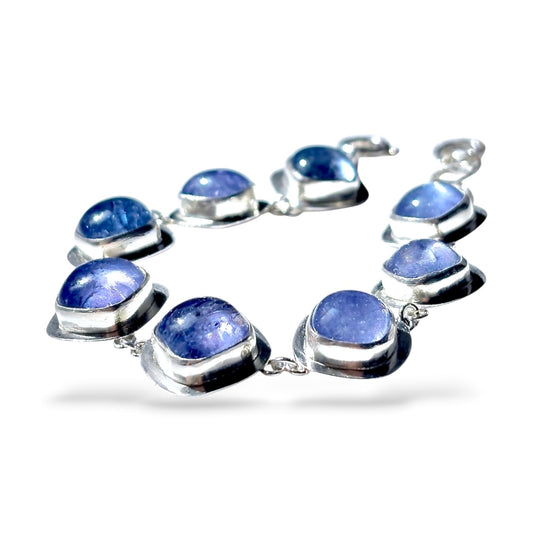 LINKED TANZANITE STERLING SILVER BRACELET