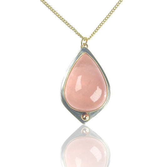 PINK TEARDROP MORGANITE 14K GOLD FILL & STERLING PENDANT NECKLACE