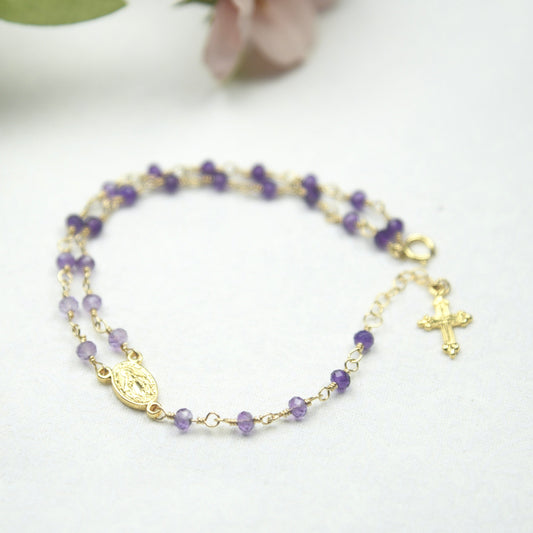 Agape Artisan Jewelry rosary bracelet AMETHYST ROSARY BRACELET 14k gold filled